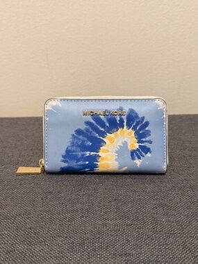 Michael Kors Jet Set Card Holder Tie Dye Zip Around Mini Wallet